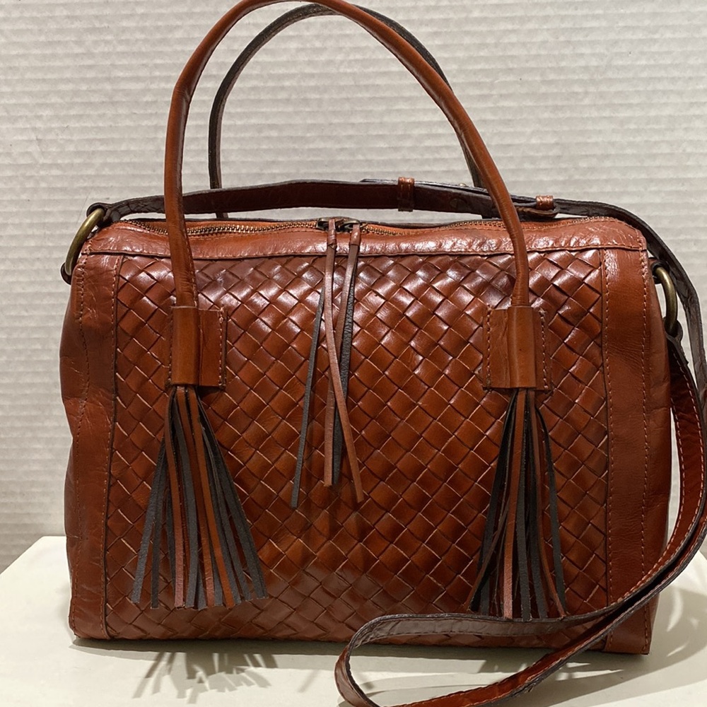 NOONDAY COLLECTION “Monterey” Russet Brown Leather Satchel